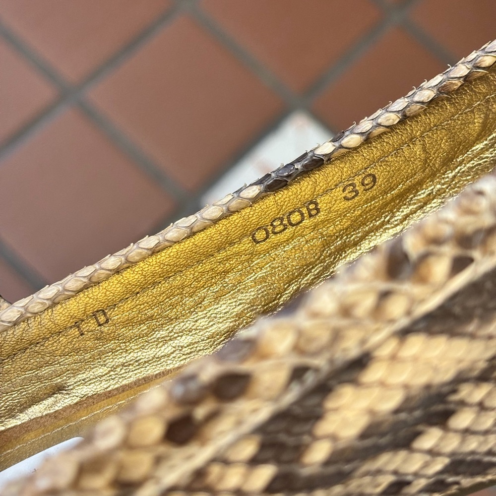 Prada Python Loafers Snakeskin Bow Gold Logo - Picture 11 of 12